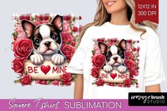 Valentine Dog Square Tshirt Background - Valentines Day PNG Product Image 1