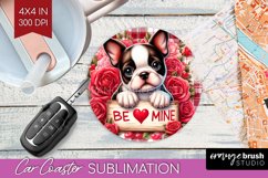 Valentine Dog Car Coaster - Valentines Day Coaster PNG Product Image 1