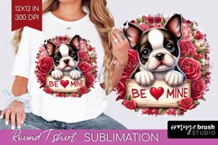 Valentine Dog Round Tshirt Background - Valentines Day PNG Product Image 1