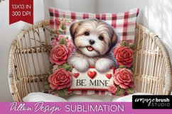 Valentine Dog Pillow Sublimation - Valentines Day Pillow PNG Product Image 1
