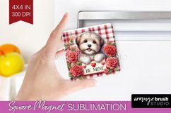 Valentine Dog Magnet Sublimation - Valentines Day Square PNG Product Image 1