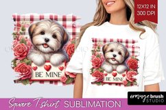 Valentine Dog Square Tshirt Background - Valentines Day PNG Product Image 1