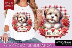 Valentine Dog Round Tshirt Background - Valentines Day PNG Product Image 1