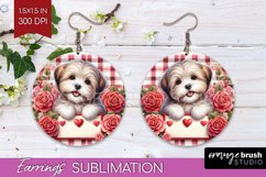 Valentine Dog Round Earrings - Valentines Day PNG Product Image 1