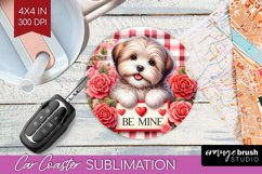 Valentine Dog Car Coaster - Valentines Day Coaster PNG Product Image 1