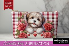 Valentine Dog Cosmetic Bag - Valentines Day Makeup Bag PNG Product Image 1