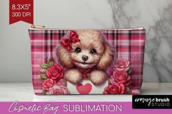 Valentine Dog Cosmetic Bag - Valentines Day Makeup Bag PNG Product Image 1