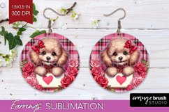 Valentine Dog Round Earrings - Valentines Day PNG Product Image 1