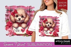 Valentine Dog Square Tshirt Background - Valentines Day PNG Product Image 1