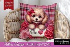 Valentine Dog Pillow Sublimation - Valentines Day Pillow PNG Product Image 1