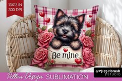 Valentine Dog Pillow Sublimation - Valentines Day Pillow PNG Product Image 1