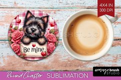 Valentine Dog Round Coaster - Valentines Day Coaster PNG Product Image 1