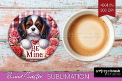 Valentine Dog Round Coaster - Valentines Day Coaster PNG Product Image 1