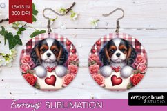 Valentine Dog Round Earrings - Valentines Day PNG Product Image 1