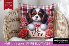Valentine Dog Pillow Sublimation - Valentines Day Pillow PNG Product Image 1