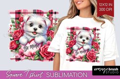 Valentine Dog Square Tshirt Background - Valentines Day PNG Product Image 1