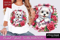 Valentine Dog Round Tshirt Background - Valentines Day PNG Product Image 1