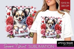 Valentine Dog Square Tshirt Background - Valentines Day PNG Product Image 1