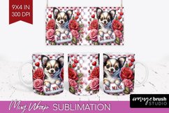 Valentine Dog Mug Wrap - Valentines Day Mug PNG Sublimation Product Image 1