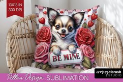 Valentine Dog Pillow Sublimation - Valentines Day Pillow PNG Product Image 1