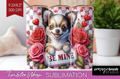 Valentine Dog Tumbler Wrap - Valentines Day Tumbler PNG Product Image 1