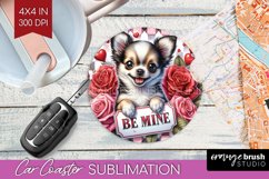 Valentine Dog Car Coaster - Valentines Day Coaster PNG Product Image 1