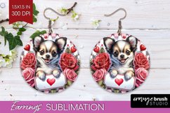 Valentine Dog Round Earrings - Valentines Day PNG Product Image 1