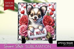 Valentine Dog Slate PNG - Valentines Day Square Slate Product Image 1
