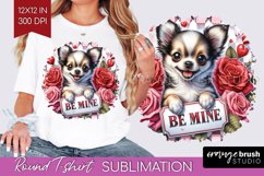 Valentine Dog Round Tshirt Background - Valentines Day PNG Product Image 1