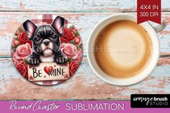 Valentine Dog Round Coaster - Valentines Day Coaster PNG Product Image 1