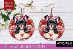 Valentine Dog Round Earrings - Valentines Day PNG Product Image 1