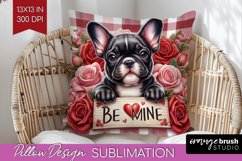 Valentine Dog Pillow Sublimation - Valentines Day Pillow PNG Product Image 1
