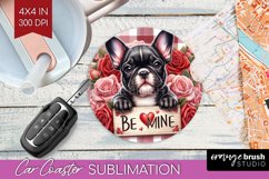 Valentine Dog Car Coaster - Valentines Day Coaster PNG Product Image 1