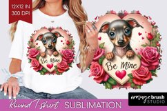 Valentine Dog Round Tshirt Background - Valentines Day PNG Product Image 1