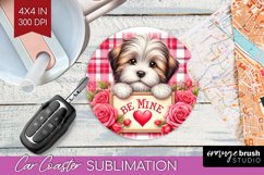 Valentine Dog Car Coaster - Valentines Day Coaster PNG Product Image 1