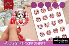 Valentine Dog Round Sticker - Valentines Day Printable Sheet Product Image 1