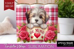 Valentine Dog Tumbler Wrap - Valentines Day Tumbler PNG Product Image 1