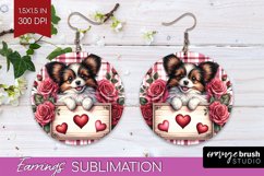 Valentine Dog Round Earrings - Valentines Day PNG Product Image 1