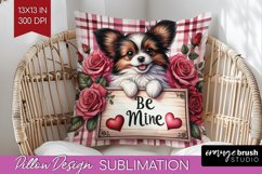 Valentine Dog Pillow Sublimation - Valentines Day Pillow PNG Product Image 1