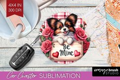 Valentine Dog Car Coaster - Valentines Day Coaster PNG Product Image 1