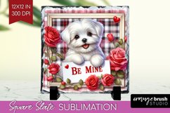 Valentine Dog Slate PNG - Valentines Day Square Slate Product Image 1