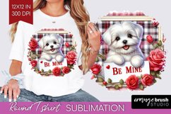 Valentine Dog Round Tshirt Background - Valentines Day PNG Product Image 1