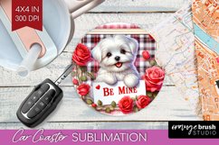 Valentine Dog Car Coaster - Valentines Day Coaster PNG Product Image 1