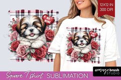 Valentine Dog Square Tshirt Background - Valentines Day PNG Product Image 1