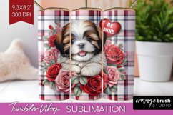Valentine Dog Tumbler Wrap - Valentines Day Tumbler PNG Product Image 1