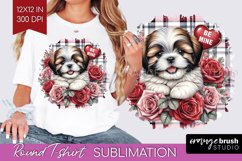 Valentine Dog Round Tshirt Background - Valentines Day PNG Product Image 1