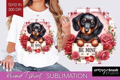 Valentine Dog Round Tshirt Background - Valentines Day PNG Product Image 1