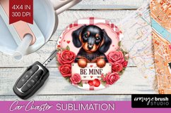 Valentine Dog Car Coaster - Valentines Day Coaster PNG Product Image 1