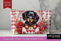 Valentine Dog Cosmetic Bag - Valentines Day Makeup Bag PNG Product Image 1