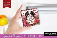 Valentine Dog Magnet Sublimation - Valentines Day Square PNG Product Image 1